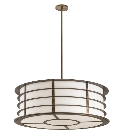 Meyda Lighting Zarkov 42" 6-Light Black Hills Gold Pendant Light With White Statuario Idalight Shade Glass