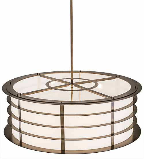Meyda Lighting Zarkov 42" 6-Light Black Hills Gold Pendant Light With White Statuario Idalight Shade Glass