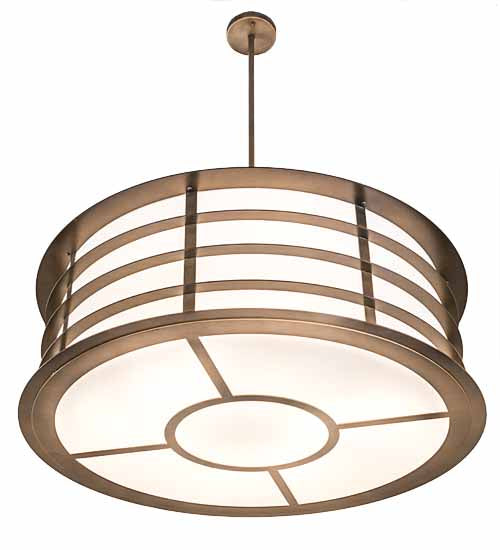 Meyda Lighting Zarkov 42" 6-Light Black Hills Gold Pendant Light With White Statuario Idalight Shade Glass