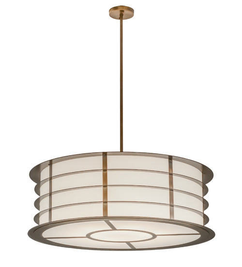 Meyda Lighting Zarkov 42" 6-Light Black Hills Gold Pendant Light With White Statuario Idalight Shade Glass