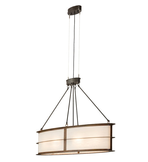 Meyda Lighting Zarkov 48" 6-Light Brown Faux Maple Wood Pendant Light With White Angelwing Idalight Shade