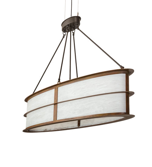 Meyda Lighting Zarkov 48" 6-Light Brown Faux Maple Wood Pendant Light With White Angelwing Idalight Shade