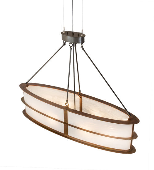 Meyda Lighting Zarkov 48" 6-Light Brown Faux Maple Wood Pendant Light With White Angelwing Idalight Shade