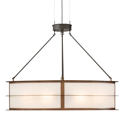 Meyda Lighting Zarkov 48" 6-Light Brown Faux Maple Wood Pendant Light With White Angelwing Idalight Shade