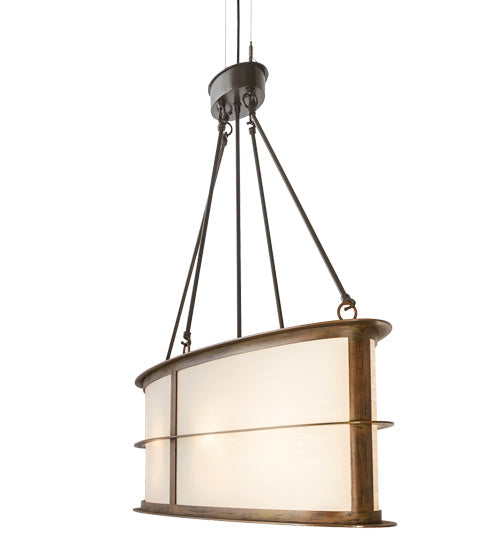 Meyda Lighting Zarkov 48" 6-Light Brown Faux Maple Wood Pendant Light With White Angelwing Idalight Shade