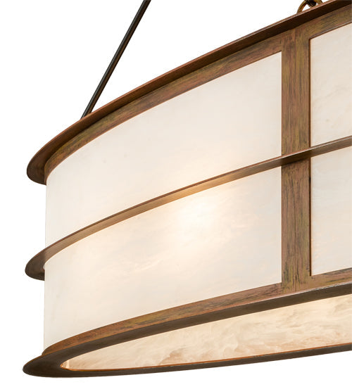 Meyda Lighting Zarkov 48" 6-Light Brown Faux Maple Wood Pendant Light With White Angelwing Idalight Shade