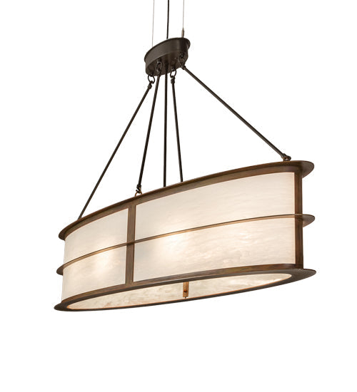 Meyda Lighting Zarkov 48" 6-Light Brown Faux Maple Wood Pendant Light With White Angelwing Idalight Shade
