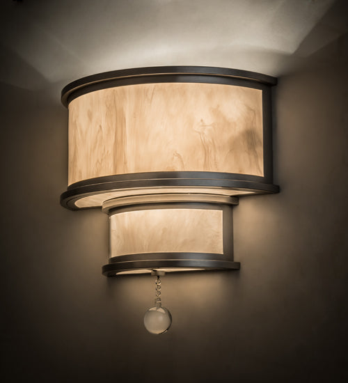 Meyda Lighting Zayne 16" 3-Light Nickel Wall Sconce With Fleshtone Idalight Shade Glass