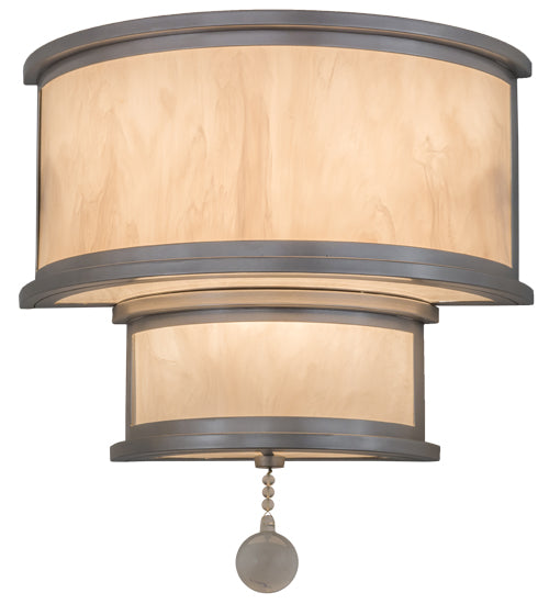 Meyda Lighting Zayne 16" 3-Light Nickel Wall Sconce With Fleshtone Idalight Shade Glass