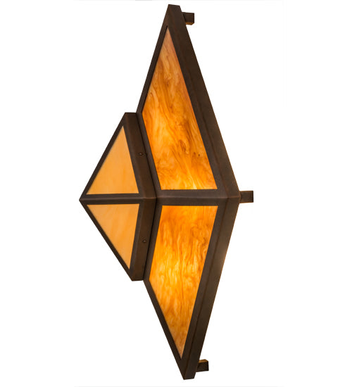 Meyda Lighting Zephyrine 24" 5-Light Antique Rust Wall Sconce With Ambra Siena Idalight & Tawnyrock Idalight Shade Glass