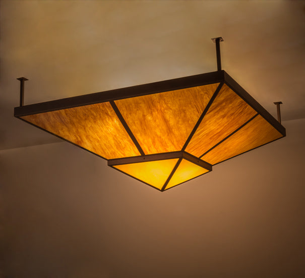 Meyda Lighting Zephyrine 72"Sq 22-Light Antique Rust Flush Mount Light With Ambra Siena Idalight And Tawnyrock Idalight Shade Glass