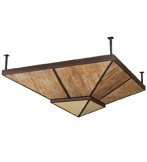Meyda Lighting Zephyrine 72"Sq 22-Light Antique Rust Flush Mount Light With Ambra Siena Idalight And Tawnyrock Idalight Shade Glass