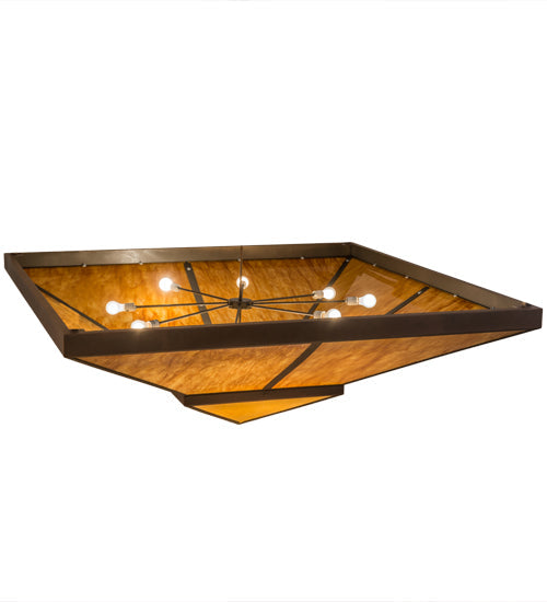Meyda Lighting Zephyrine 72"Sq 22-Light Antique Rust Flush Mount Light With Ambra Siena Idalight And Tawnyrock Idalight Shade Glass