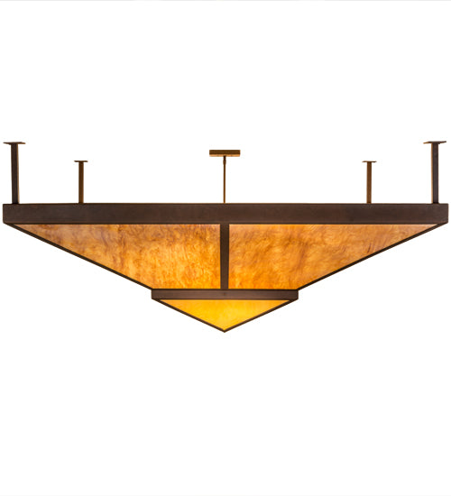 Meyda Lighting Zephyrine 72"Sq 22-Light Antique Rust Flush Mount Light With Ambra Siena Idalight And Tawnyrock Idalight Shade Glass
