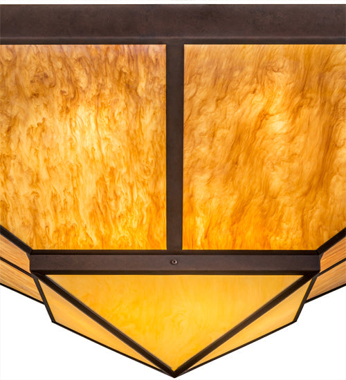 Meyda Lighting Zephyrine 72"Sq 22-Light Antique Rust Flush Mount Light With Ambra Siena Idalight And Tawnyrock Idalight Shade Glass