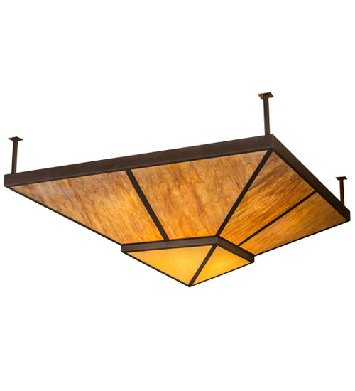 Meyda Lighting Zephyrine 72"Sq 22-Light Antique Rust Flush Mount Light With Ambra Siena Idalight And Tawnyrock Idalight Shade Glass
