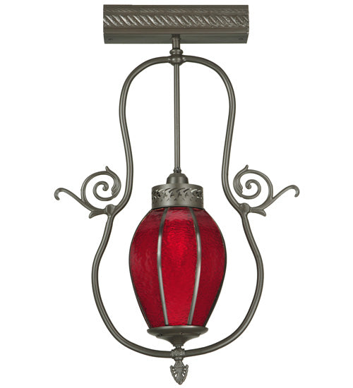 Meyda Lighting Zest 17" Timeless Bronze Pendant Light With Ruby Shade Glass