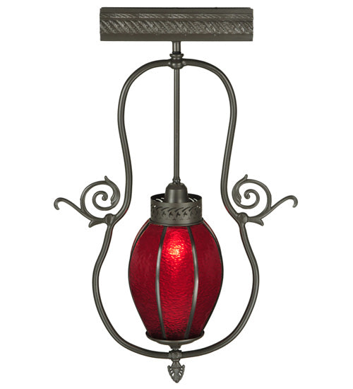 Meyda Lighting Zest 17" Timeless Bronze Pendant Light With Ruby Shade Glass