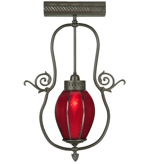 Meyda Lighting Zest 17" Timeless Bronze Pendant Light With Ruby Shade Glass