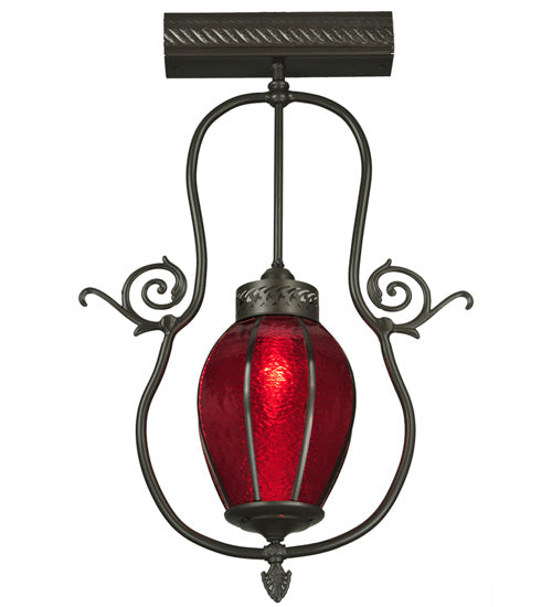 Meyda Lighting Zest 17" Timeless Bronze Pendant Light With Ruby Shade Glass