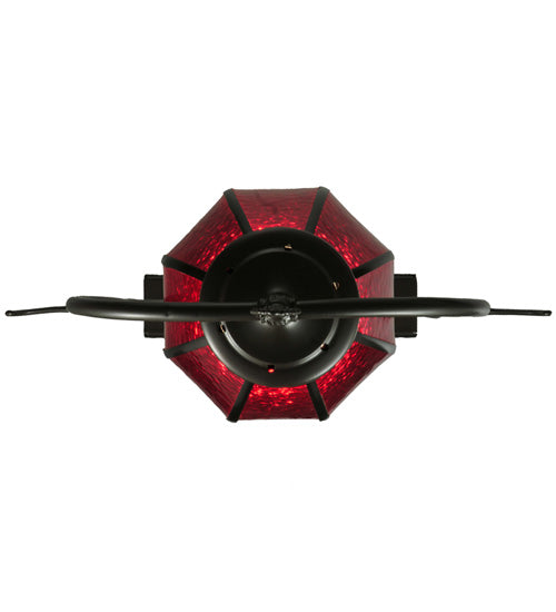 Meyda Lighting Zest 17" Timeless Bronze Pendant Light With Ruby Shade Glass