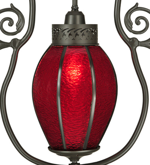Meyda Lighting Zest 17" Timeless Bronze Pendant Light With Ruby Shade Glass