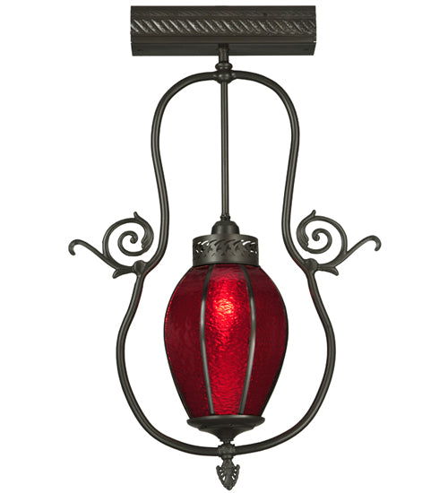 Meyda Lighting Zest 17" Timeless Bronze Pendant Light With Ruby Shade Glass