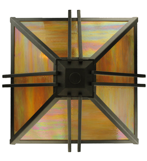 Meyda Lighting Zeta 33" 4-Light Blackened Pewter Semi-flush Mount Ceiling Light With Beige Iridescent Art Shade Glass