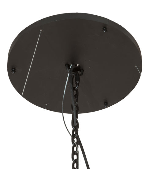 Meyda Lighting Zikloi 60" 30-Light Solar Black Chandelier With Beige Fluted Shade Glass