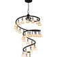 Meyda Lighting Zikloi 60" 30-Light Solar Black Chandelier With Beige Fluted Shade Glass