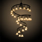 Meyda Lighting Zikloi 60" 30-Light Solar Black Chandelier With Beige Fluted Shade Glass