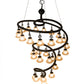 Meyda Lighting Zikloi 60" 30-Light Solar Black Chandelier With Beige Fluted Shade Glass