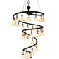 Meyda Lighting Zikloi 60" 30-Light Solar Black Chandelier With Beige Fluted Shade Glass