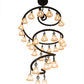 Meyda Lighting Zikloi 60" 30-Light Solar Black Chandelier With Beige Fluted Shade Glass