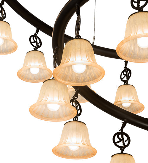 Meyda Lighting Zikloi 60" 30-Light Solar Black Chandelier With Beige Fluted Shade Glass