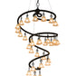 Meyda Lighting Zikloi 60" 30-Light Solar Black Chandelier With Beige Fluted Shade Glass