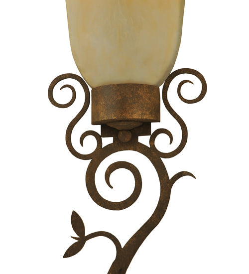 Meyda Lighting Zoey 10" Pompeii Gold Wall Sconce With Sahara Taupe Idalight Shade Glass