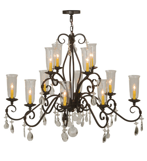 Meyda Lighting Zola 49" 12-Light 2-Tier Cajun Spice Chandelier With Clear Shade Glass