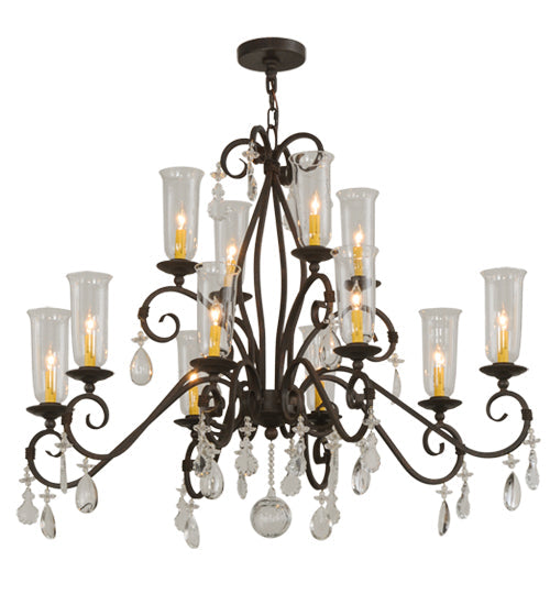 Meyda Lighting Zola 49" 12-Light 2-Tier Cajun Spice Chandelier With Clear Shade Glass