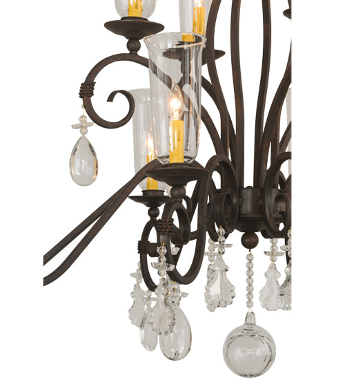 Meyda Lighting Zola 49" 12-Light 2-Tier Cajun Spice Chandelier With Clear Shade Glass