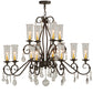 Meyda Lighting Zola 49" 12-Light 2-Tier Cajun Spice Chandelier With Clear Shade Glass