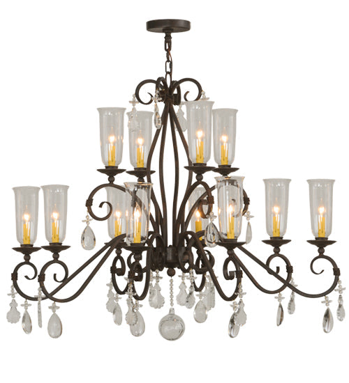 Meyda Lighting Zola 49" 12-Light 2-Tier Cajun Spice Chandelier With Clear Shade Glass