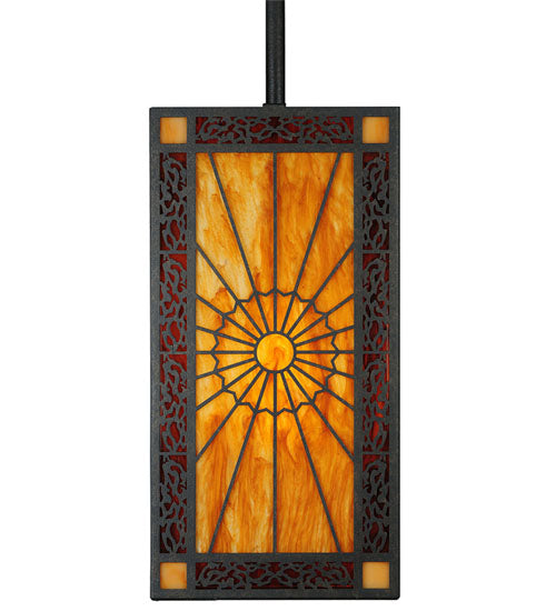Meyda Lighting Zuvan 12" Chestnut Mini Pendant Light With Amber Quartz & Maduro Idalight Shade