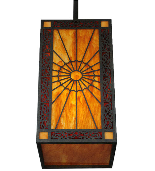 Meyda Lighting Zuvan 12" Chestnut Mini Pendant Light With Amber Quartz & Maduro Idalight Shade