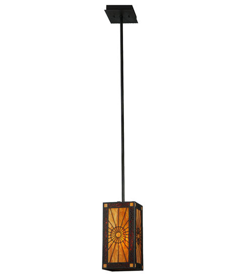Meyda Lighting Zuvan 12" Chestnut Mini Pendant Light With Amber Quartz & Maduro Idalight Shade