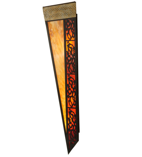 Meyda Lighting Zuvan 30" 8-Light Chestnut & Corinth Wall Sconce With Amber Quartz & Maduro Idalight Shade Glass
