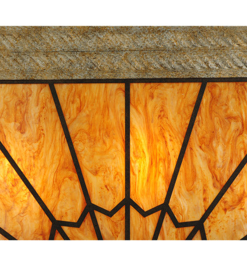 Meyda Lighting Zuvan 30" 8-Light Chestnut & Corinth Wall Sconce With Amber Quartz & Maduro Idalight Shade Glass