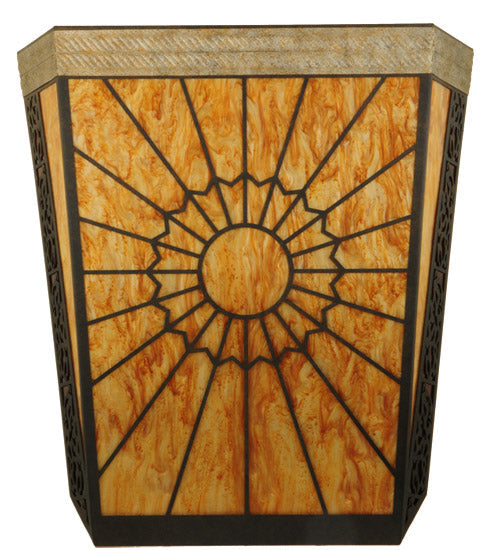 Meyda Lighting Zuvan 30" 8-Light Chestnut & Corinth Wall Sconce With Amber Quartz & Maduro Idalight Shade Glass