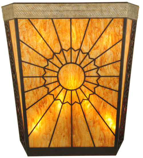 Meyda Lighting Zuvan 30" 8-Light Chestnut & Corinth Wall Sconce With Amber Quartz & Maduro Idalight Shade Glass