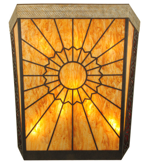 Meyda Lighting Zuvan 30" 8-Light Chestnut & Corinth Wall Sconce With Amber Quartz & Maduro Idalight Shade Glass